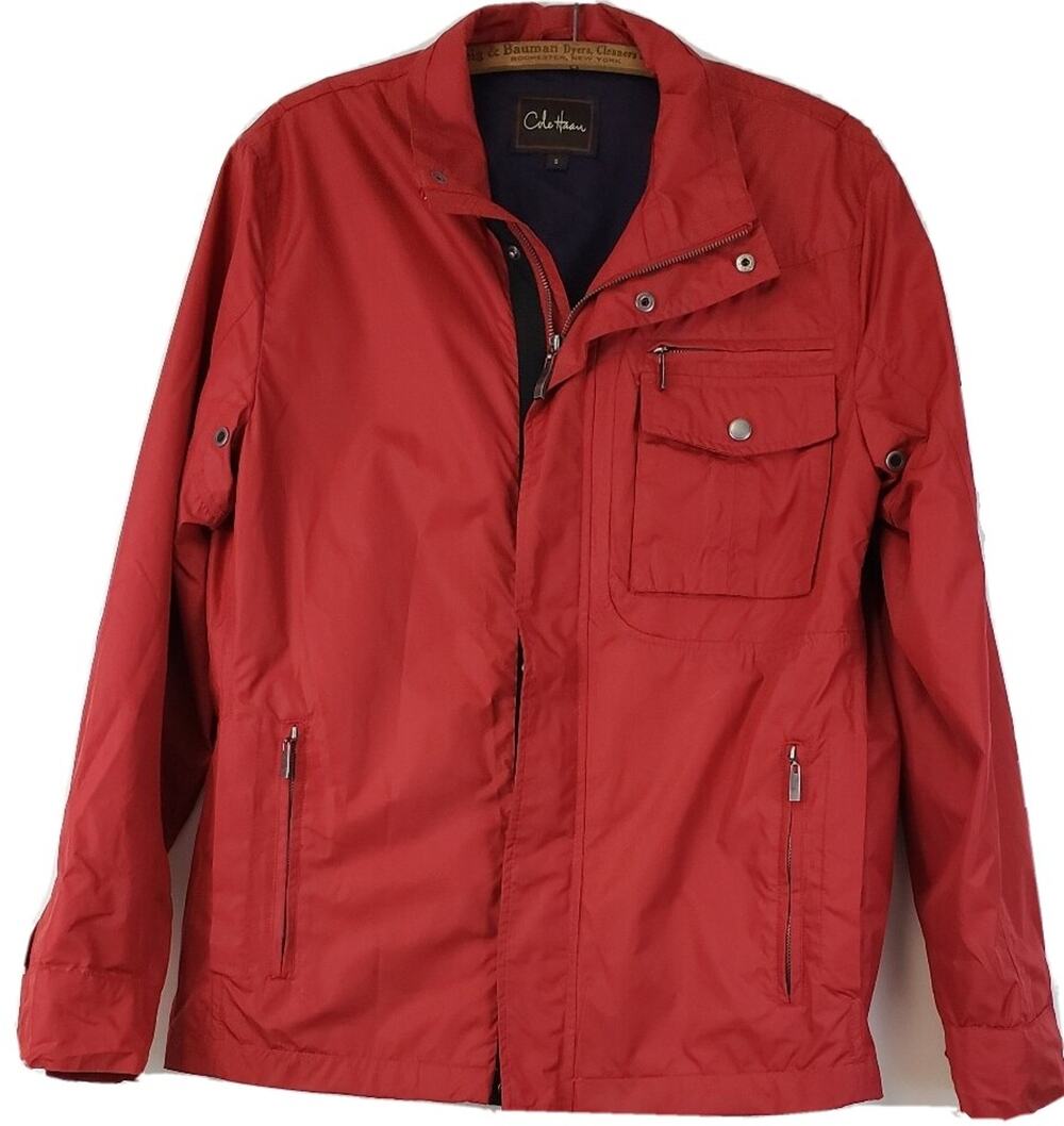 Cole Haan Jacket Womens Small Red Full Zip Snap Button Zip Pockets Coat Ladies S